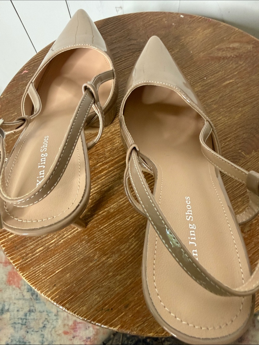 Pointed Toe Nude Slingback Stiletto Pumps - Picture 15 of 16